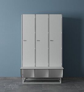 Шкаф для раздевалок односекционный со скамейкой 111